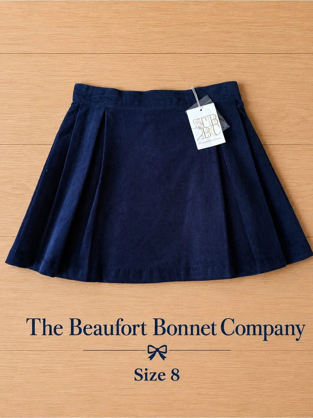 The Beaufort Bonnet Company Navy Corduroy Pleated Girls' Skirt
